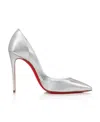 Christian Louboutin Miss Z Pumps In Silver Laminated Nappa Leather In White