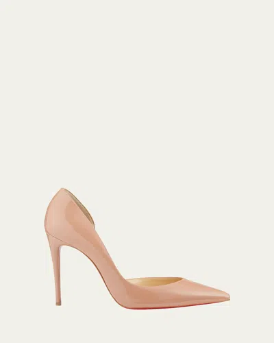 Christian Louboutin Iriza Patent 100mm Half-d'orsay Red Sole High-heel Pumps In Brown