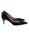 Christian Louboutin Pointed-toe Patent Leather Pumps With Signature Red Sole In Black
