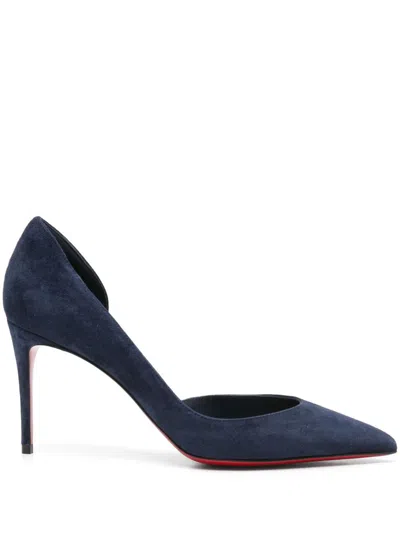 Christian Louboutin Pointed Toe Suede Finish Pumps In Blue