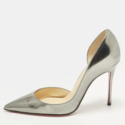 Pre-owned Christian Louboutin Iriza Size 36.5 Dark Grey Leather D'orsay Pointed Toe Pumps In Gray