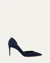 Christian Louboutin Pointed Toe Suede Finish Pumps In Blue