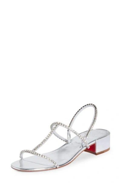 Christian Louboutin Iza Queen Crystal Embellished Sandal In Silver/ Crystal