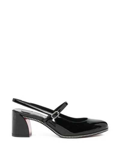 Christian Louboutin Pyraclou Mary Jane Pumps In Patent Leather With Rhinestones In Black
