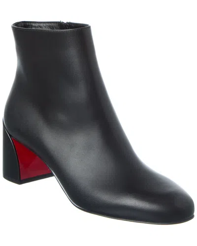 Christian Louboutin Stylish Leather Block Heel Ankle Boots In Black