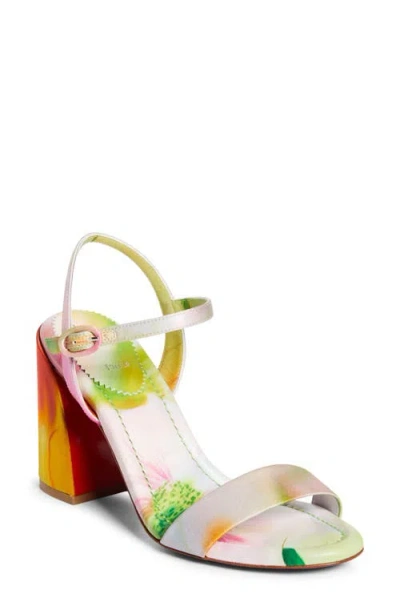 Christian Louboutin Jane Floral Print Block Heel Sandal In Multi