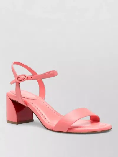 Christian Louboutin Jane Leather Sandals Block Heel Open Toe In Multi
