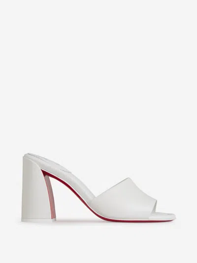 Christian Louboutin Jane Leather Red Sole Mule Sandals In Bianco