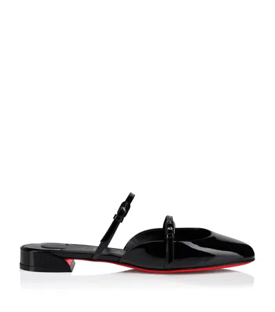 Christian Louboutin Jane Nina Patent Leather Flat Mules In Black