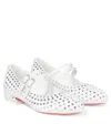 Christian Louboutin Jane Strass Satin Ballet Flats In White