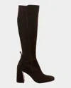 Christian Louboutin 55mm Jane Botta Suede Red Sole Knee-high Boots In Black
