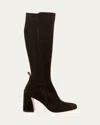 Christian Louboutin Jane Suede Red Sole Knee-high Boots In Brown