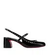 Christian Louboutin Jani Spikes Patent Leather Slingback Pumps 55 In Black