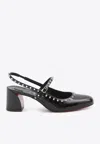 Christian Louboutin Mid Heel Pumps Studded Embellishments In Black