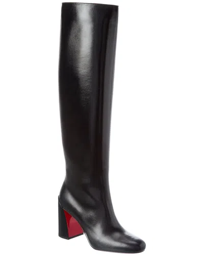 Christian Louboutin Janitta 85 Leather Knee-high Boot In Black