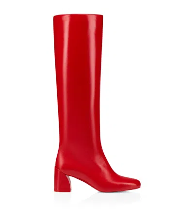 Christian Louboutin Janitta Leather Knee-high Boots 55 In Red