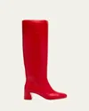Christian Louboutin Janitta Leather Knee-high Boots 55 In Red