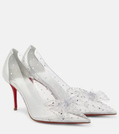 Christian Louboutin Jelly Strass 80 Embellished Pvc Pumps In Silver