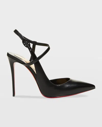 Christian Louboutin Jenlove Calfskin Red Sole Ankle-strap High-heel Pumps In Black