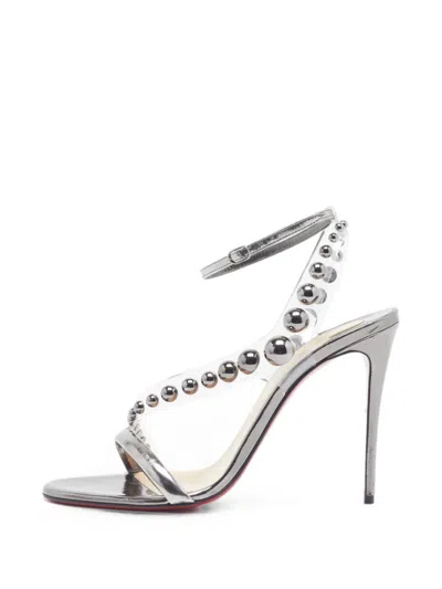 Pre-owned Christian Louboutin Jewel Stud-embellished Sandals In Silver