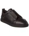 Christian Louboutin Jimmy Rubber-trimmed Leather Sneakers In Black