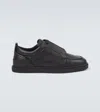 Christian Louboutin Jimmy Rubber-trimmed Leather Sneakers In Schwarz