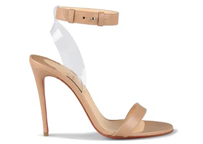 Pre-owned Christian Louboutin Jonatina 100 Nappa/pvc Sandals (women's) Sneakers In Nude