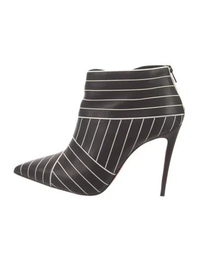 Pre-owned Christian Louboutin Josselynn 100 Leather Boots In Black