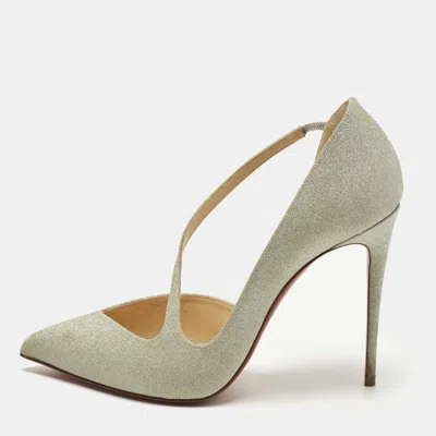 Pre-owned Christian Louboutin Jumping Size 38 Silver Glitter D'orsay Pumps