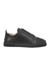 Christian Louboutin Louis Junior Spikes Cap-toe Leather Sneakers In Black