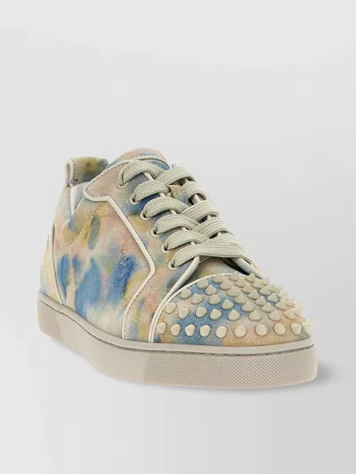 Christian Louboutin Junior Spikes Round Toe Rubber Sole Sneakers In Multicolor
