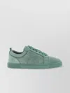 Christian Louboutin Junior Suede Round Toe Low-top Sneakers In Green