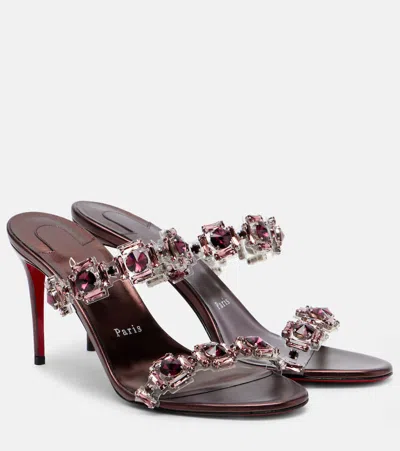 Christian Louboutin Just Jewel 85 Embellished Pvc And Metallic Leather Sandals In Purple