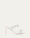 Christian Louboutin Just Jewel Clear Red Sole Slide Sandals In Silver