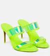 Christian Louboutin Just Loubi 85 Neon Leather-trimmed Iridescent Pvc Mules In Fluo Yellow/lin Fluo Yellow
