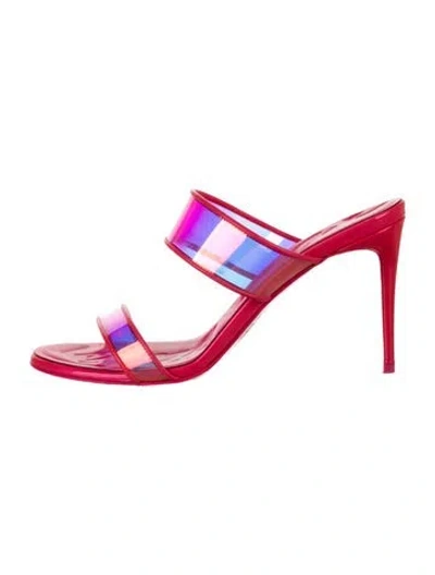 Pre-owned Christian Louboutin Just Loubi Pvc Slides In Pink
