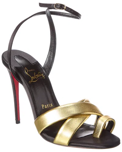 Christian Louboutin Just Me 100 Satin & Leather Sandal In Gold