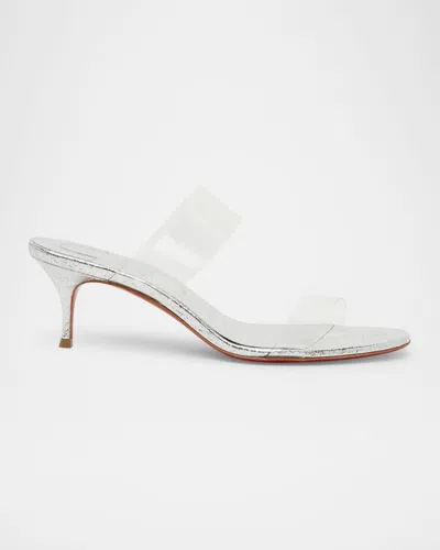 CHRISTIAN LOUBOUTIN JUST NOTHING CLEAR RED SOLE SLIDE SANDALS