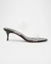 Christian Louboutin Just Nothing Clear Red Sole Slide Sandals In Black