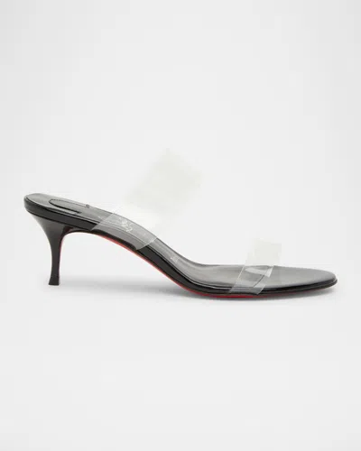 Christian Louboutin Just Nothing Clear Red Sole Slide Sandals In Black