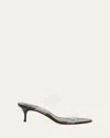 Christian Louboutin Just Nothing Clear Red Sole Slide Sandals In Black