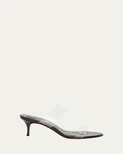 CHRISTIAN LOUBOUTIN JUST NOTHING CLEAR RED SOLE SLIDE SANDALS