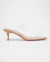 Christian Louboutin Just Nothing Clear Red Sole Slide Sandals In Blush