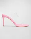 Christian Louboutin Just Nothing Clear Red Sole Slide Sandals In Calipso