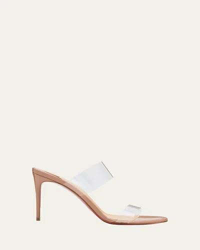 Christian Louboutin Just Nothing Clear Red Sole Slide Sandals In Nude