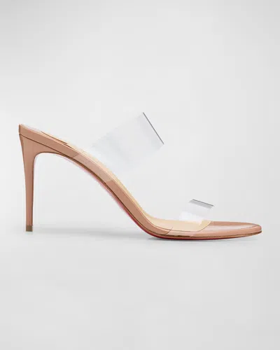 CHRISTIAN LOUBOUTIN JUST NOTHING CLEAR RED SOLE SLIDE SANDALS