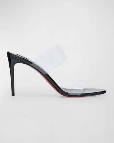 CHRISTIAN LOUBOUTIN JUST NOTHING CLEAR RED SOLE SLIDE SANDALS