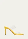 Christian Louboutin Just Nothing Clear Red Sole Slide Sandals In Pollenlin Pollen