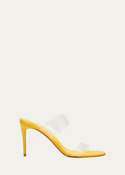 Christian Louboutin Just Nothing Clear Red Sole Slide Sandals In Pollenlin Pollen