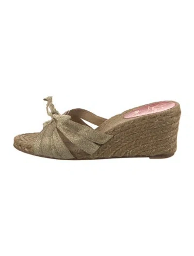 Pre-owned Christian Louboutin Jute Bow Accents Espadrilles